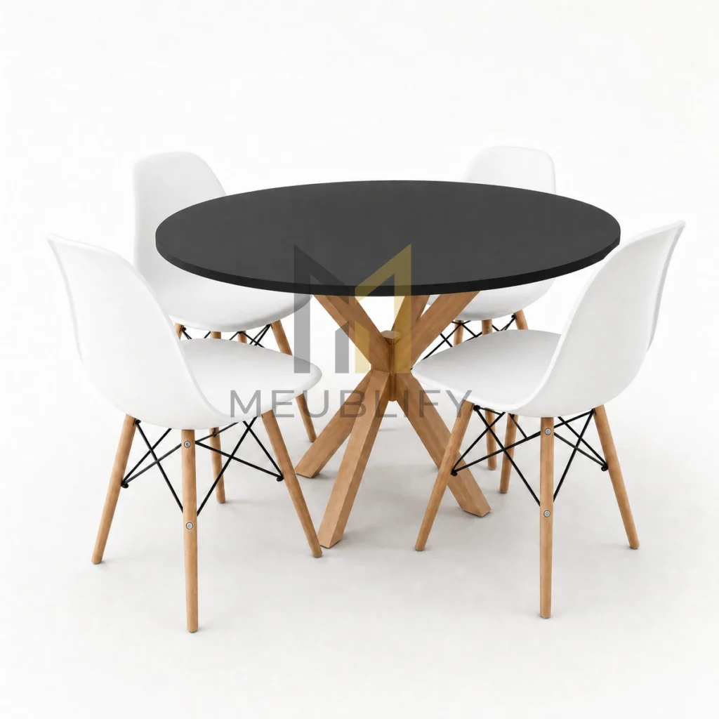 LUNEA NOCTIS — Table noire avec 4 chaises au choix